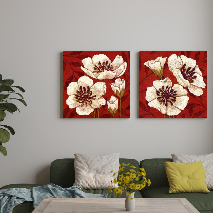 Art Street All Your Hibiscus Flower Wall Paintings, Wall Art Canvas Paintings for Home Decor Wall Hangings  Without Frame (Set Of 2, Size - 22x22 Inch)