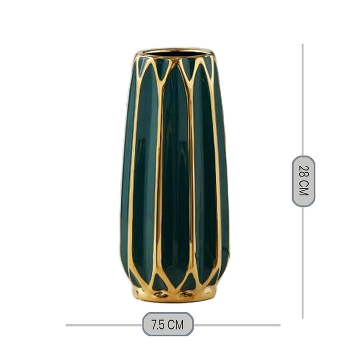 Art Street Ceramic Flower Vase for Living Room Flower Vases for Centerpieces & Tables (Green)