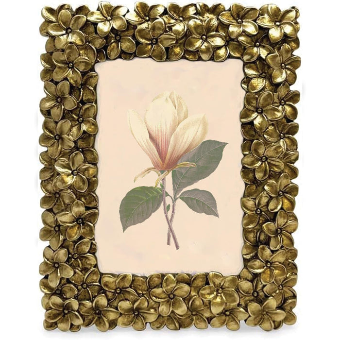 Art Street Floral Textured Hand-Crafted Resin Photo Frame For Home Decoration - Royal Gold (Size: 4x6 Inch)
