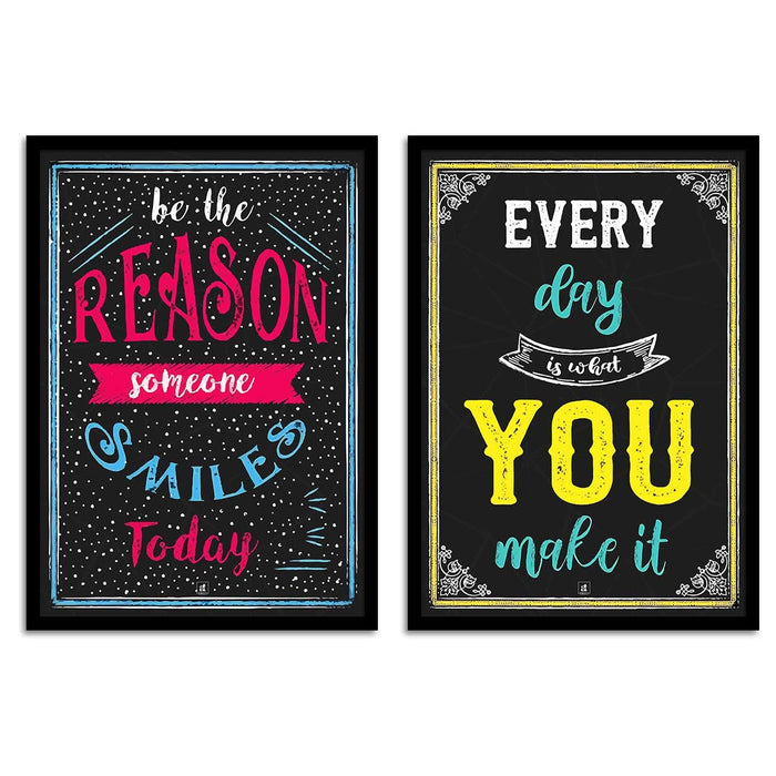 Motivational Art Prints Be the Reason of Someone Smile Today Wall Art for Home, Wall Decor & Living Room Decoration (Set of 2, 17.5" x 12.5" )