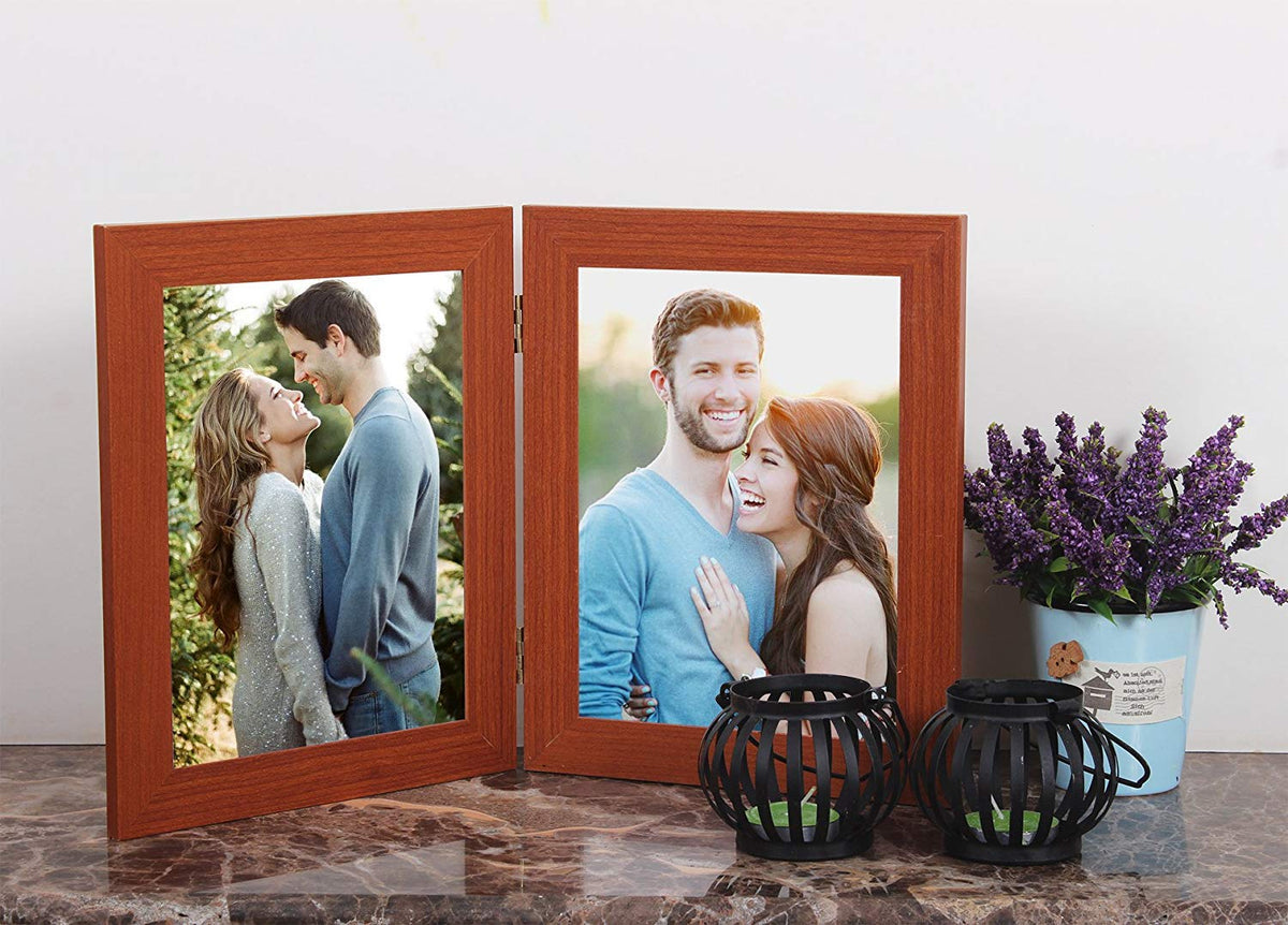 MDF Brown Twin Connected Table Photo Frame Set For Home Decor — ART STREET
