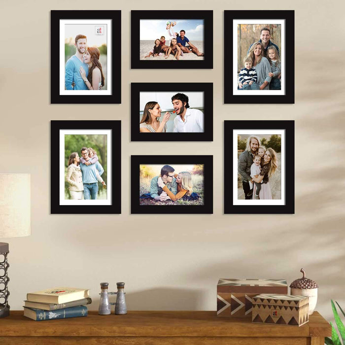 Alluring Set of 7 Black Wall Photo Frame, Picture Frame for Home Decor (Size - 5x7, 6x8)