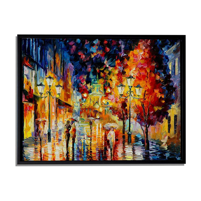 Art Street City Night in The Rain Art Print,Landscape Canvas Painting