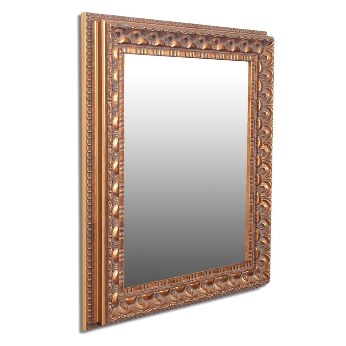 Art Street Lurid Rustic Engraved Polymer Wall Mirror Golden Color Inner Size 16 x 20 inch, Outer Size 20 x 24 inch