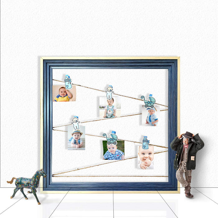 Wooden MDF Baby Boy Photo Hanging Frame With Photo Hanging Clip - Blue —  ART STREET