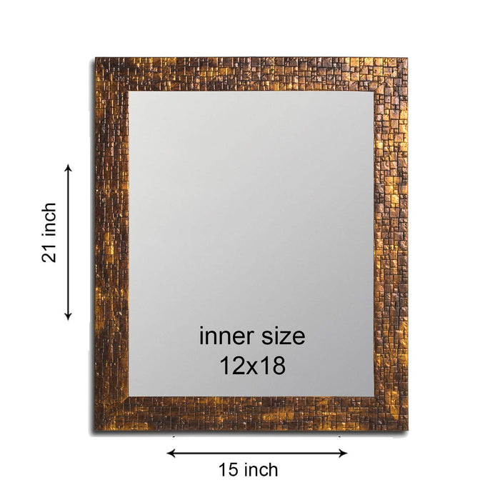 Lavaliere Fiber Wood Wall Mirror Inner Size 12 x 18 inch, Outer Size 15 x 21 inch -Antique Copper