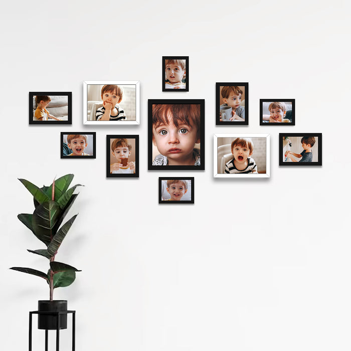 Art Street Collage Wall Photo Frame For Home Decoration - Set Of 11 (4x6-4 Pcs, 5x7-4 Pcs, 6x8-2 Pcs, 8x10-1 Pcs, Black & White)