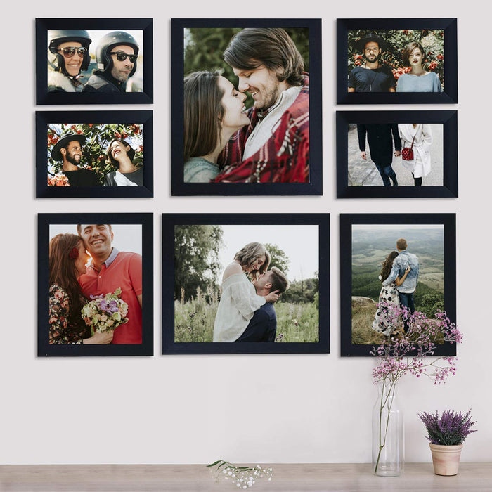 Individual Black Wall Photo Frames Set of 8 ( Picture Size  4 x 6, 6 x 8, 8 x 10 Inches )