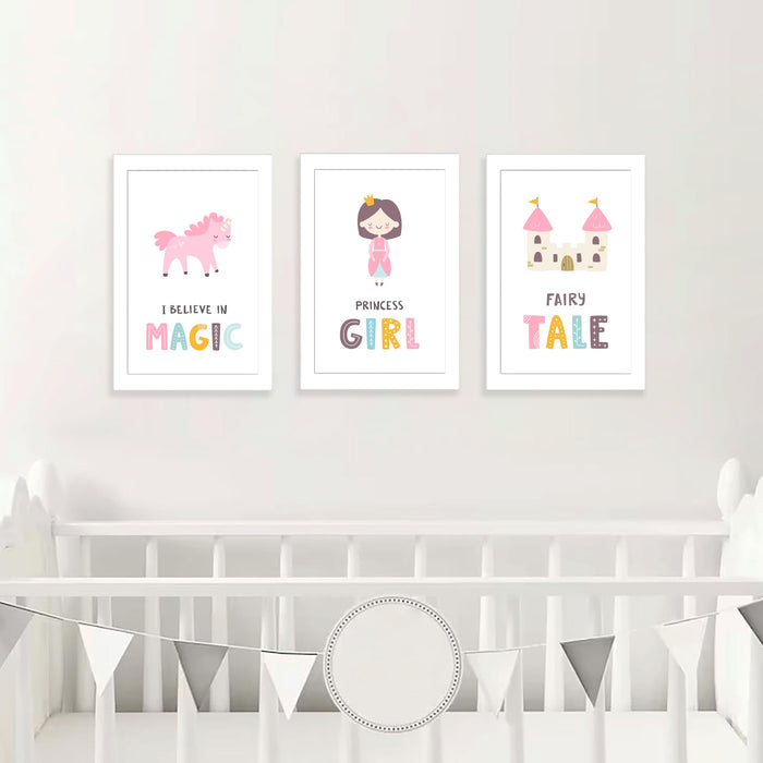Art Street I Believe in Magic Art Prints for Kids Room Decoration (Set of 3, 8.9x12.8 Inch, A4)