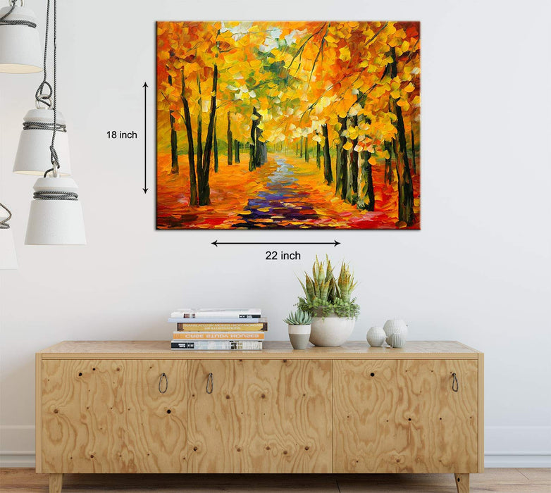 Art Street Forest in Fall Landscape Canvas Painting