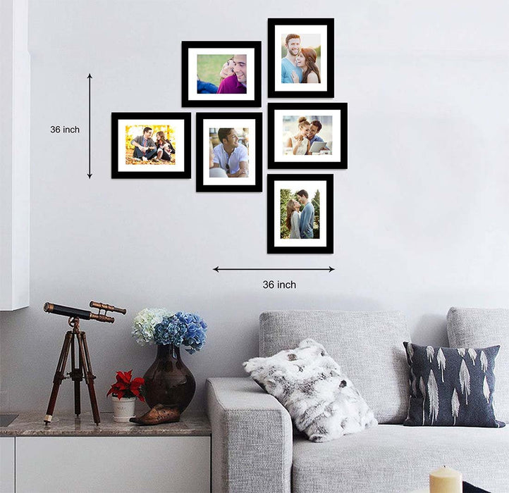 Art Street Set of 6 Individual Wall Photo Frame Black ( Size 6x8 matted to  4x6 )