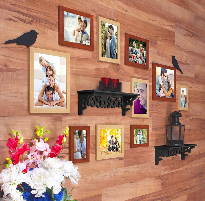 Set of 10 Bird's Nest Individual Wall Photo Frame - Mix Color With 2 PVC Wall Self