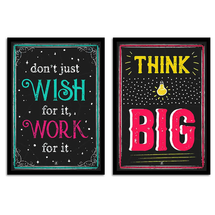Motivational Art Prints Think Big Wall Art for Room Décor for Home, Wall Decor & Living Room Decoration (Set of 2, 17.5" x 12.5" )