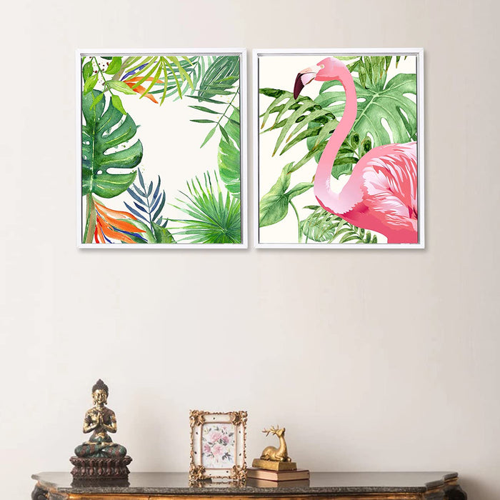 Art Street - Flamboyant Flamingo Framed Canvas Art Print Set of 2-11 INCH X 13 INCH