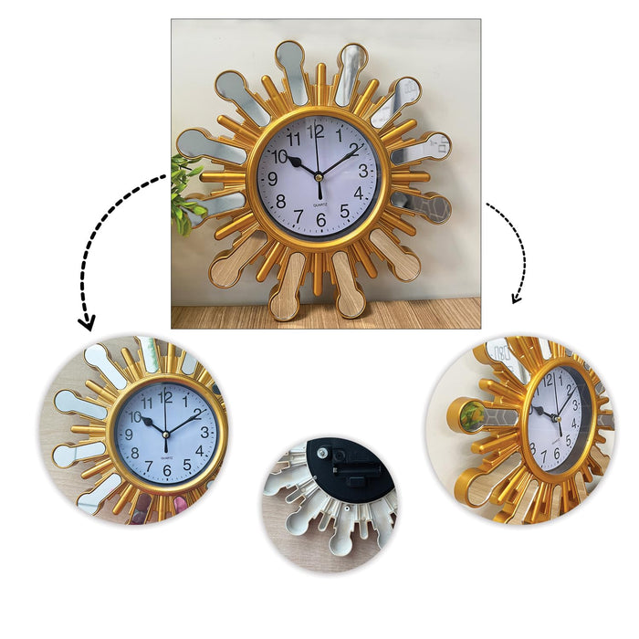 Art Street Antique Design Aesthetic Premium Retro Clock Design Unique Wall Hangings (Gold, 25 X 25 Cm)