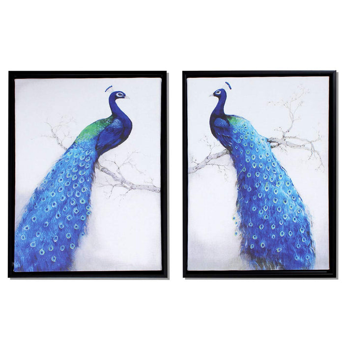 Peacock Theme Framed Canvas Painting Framed wall art print For Home Decor