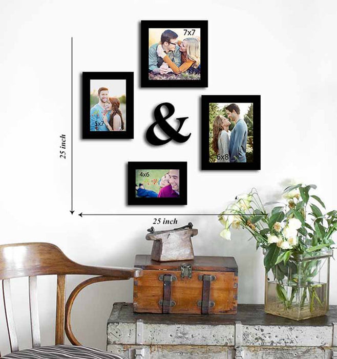 & forever - Set of 4 Individual wall Photo Frames with &(And) MDF Plague ( Sizes 4"x6", 5"x7", 6"x8", 7"x7" )
