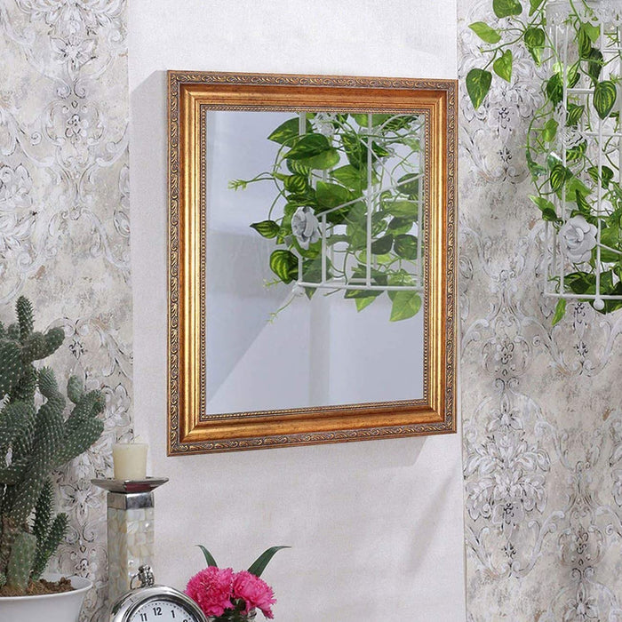 Art Street Mirror for Wall Modern Finish Mirror for Bathroom and Living Room, Golden-Color, Inner Size 12 x 18 Inch, Outer Size 17 x 23 Inch