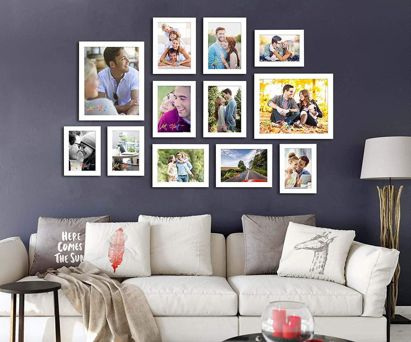 Striking Glorious Individual Fiber Wood Wall Photo Frames ( Set of 12, Size 4x6, 5x7, 8x10 inches )