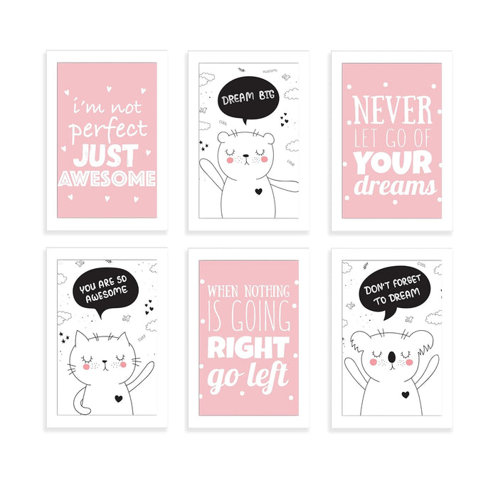 Art Street I am not perfect just awesome Art Prints for Kids Room Decoration (Set of 6, 8.9x12.8 Inch, A4)