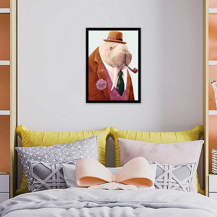Art Street Cartoon Cute Animal Walrus Wall Art Artwork Painting Posters for Home, Kids Room, Wall Hanging Decor & Living Room Decoration I Modern Luxury Decorative gifts (12.9 x 17.7 Inches)