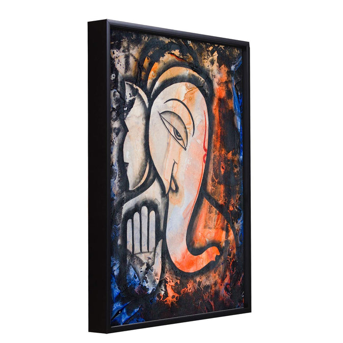Ganesha Theme Frame Canvas Wall Painting For Home Decor