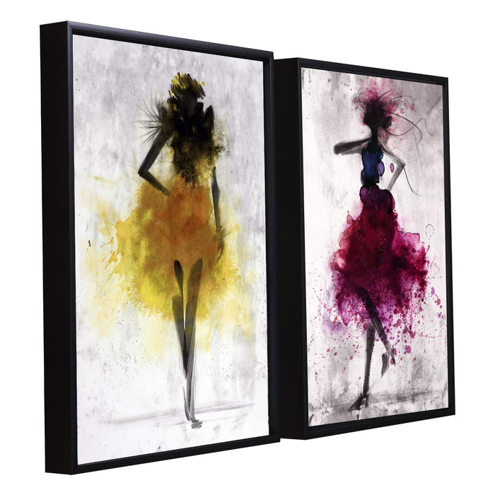 Dancing Lady Theme Set of 2 Framed Wall Art Print For Home Decor