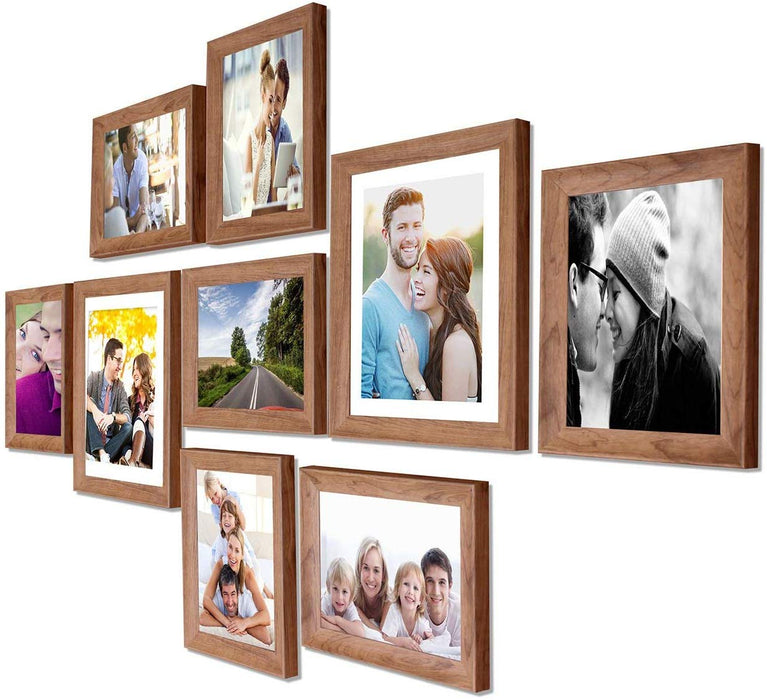 Natural Cave Premium Brown photo frames for wall ,living room ,Gift - set of 9 .