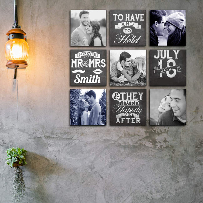 Art Street Personalized Photo to Canvas Print Wall Art Print Set of 9- Customize Your Photo On Canvas Wall Art For Valentines Day, Wedding Gift,Birthday- Digitally Printed - 6x6 Inches