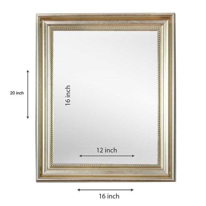 Silver Rectangle Synthetic Pearl Wall Mirror Inner Size 12X16 inch, Outer Size 15X18