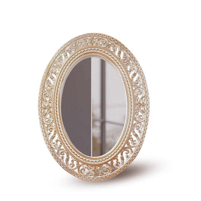 Art Street Decorative Mirror Oval Shape Gold Framed Table Top Mirror for Makeup (Size - 8.5 x 6.5 Inchs) Golden Frame