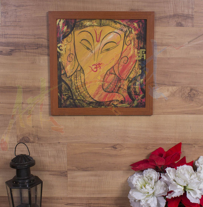 Art Street Ganesha Canvas Painting (14 inch x 14 inch)