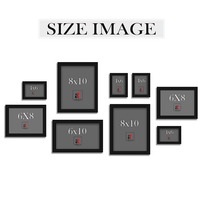 Art Street Collage Wall Photo Frames For Home Decoration - Set Of 9 (4x6-4 Pcs, 6X8-2 Pcs, 6x10-1 Pcs, 8x10-2 Pcs), Black