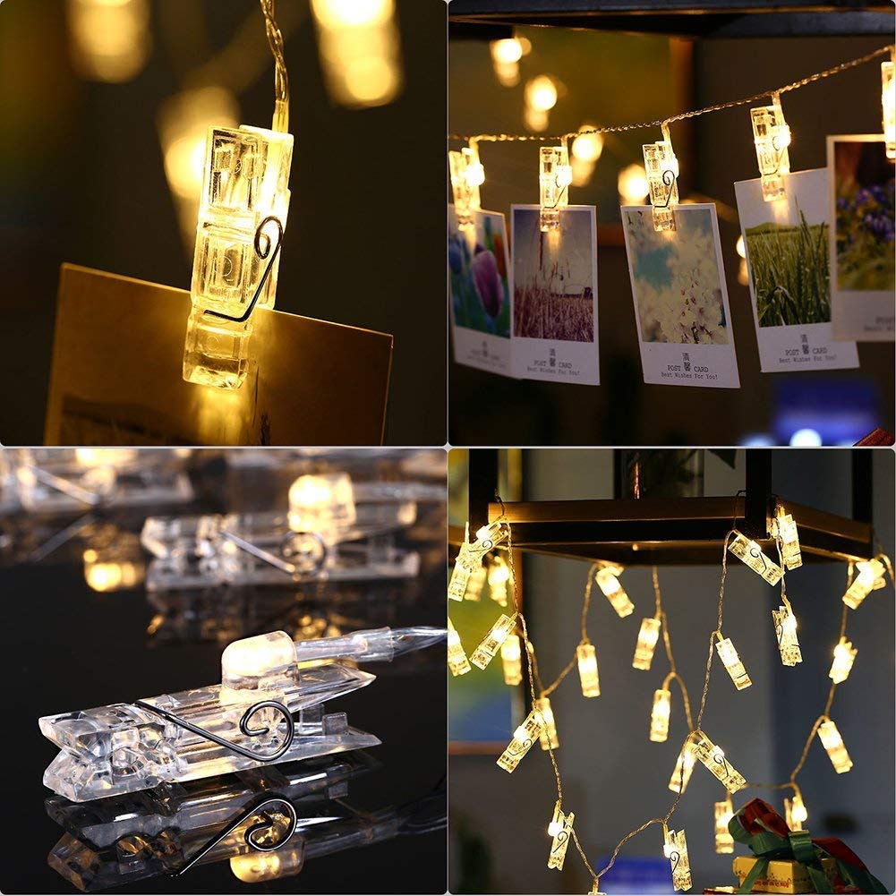 24 LED Photo Clips String Lights Photos Pictures and Home