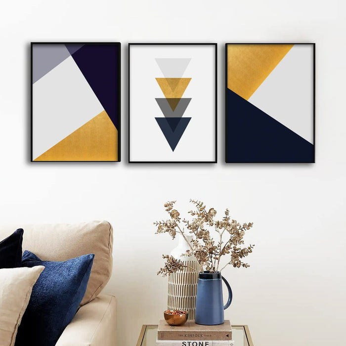 Art Street Set of 3 Geomatric Abstract Wall Art Canvas Painting ...