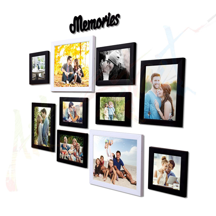 Lovely Memories Set of 10 Individual Black and White Wall Photo Frame