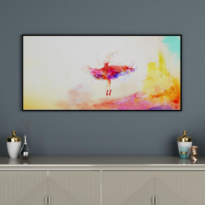 Art Street Canvas Painting Abstract Watercolour Ballet Dancing Girl Panel for Home Décor (Black, 23x47 Inch)