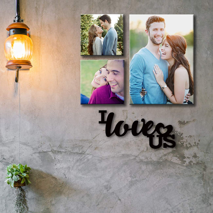 Art Street Personalized Photo to Canvas Print Wall Art Print with MDF Plaque Set of 3- 5X5 ||8X12 Inches