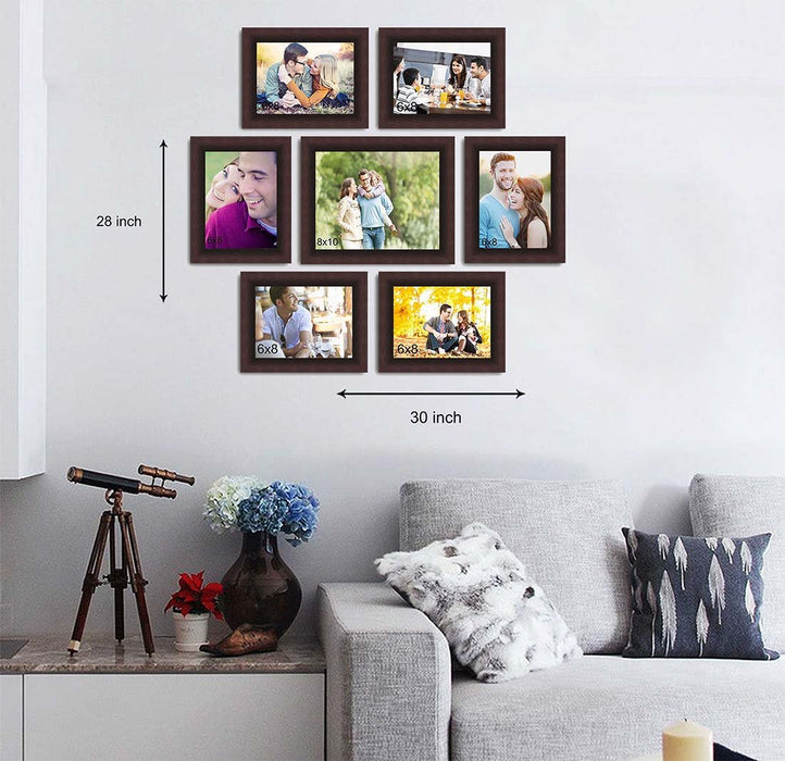 Love Forever Set of 7 Individual Photo Frame/Wall Hanging for Home Décor - Brown ( Size 6x8, 8x10 inches )