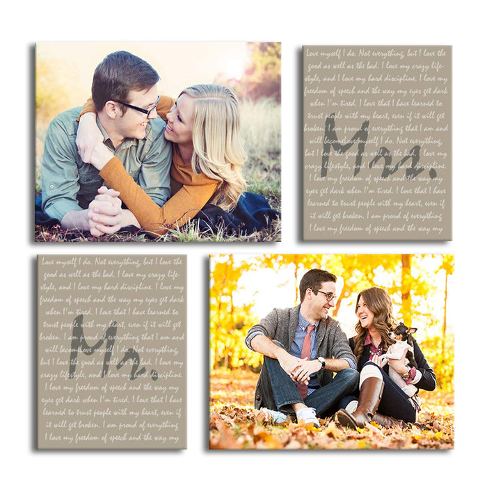 Art Street Personalized Mr. & Mrs. Photo to Canvas Print Wall Art Print Set of 4- Personalized Anniversary,Valentines Day Gift for Couple:- Digitally Printed - Size 6X8 Inches