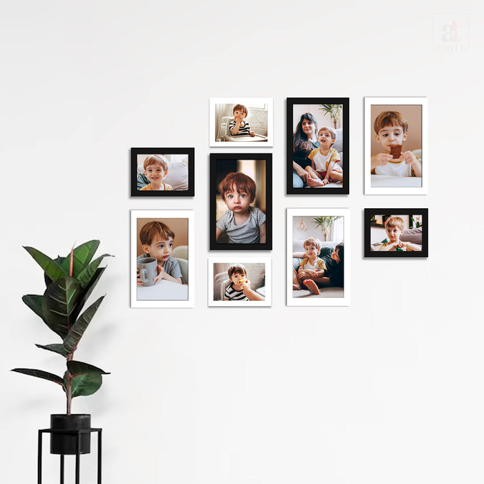 Art Street Collage Wall Photo Frame Home Decoration - Set Of 9 (4x6-4 Pcs, 6x10-5 Pcs), Black & White