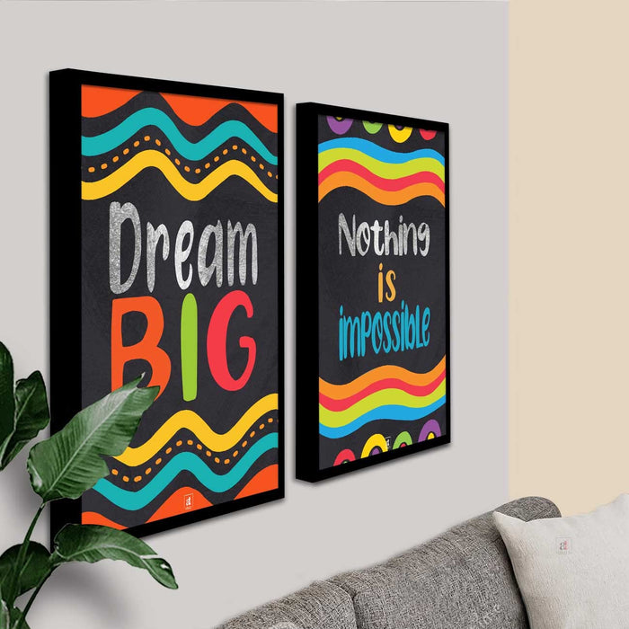 Motivational Art Prints Nothing is Impossible Wall Art for Home, Wall Decor & Living Room Decoration (Set of 2, 17.5" x 12.5" )