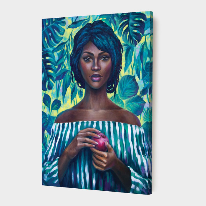 Art Street Stretched On Frame Canvas Painting African Lady Art For Wall Décor (Size: 16x22 Inch)