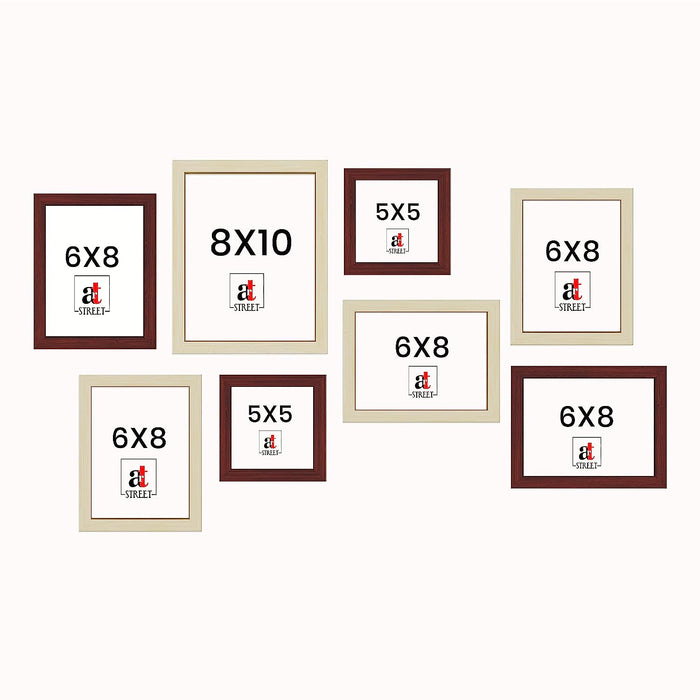 Art Street Crux MDF Wall Photo Frames for Living Room - Set of 8, Size: 5x5, 6x8, 8x10 Inch