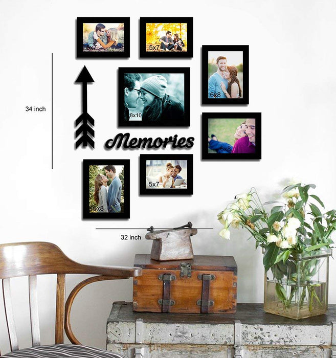 Happy Memories Individual Wall Photo Frames With Memories, Arrow MDF Plaque ( Size 5x7, 6x8, 8x10 )