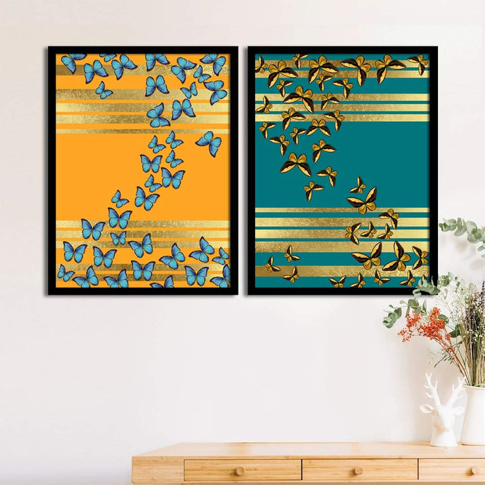 Numerous Butterfly Matte Art Print, Painting for Home Décor Set of 2