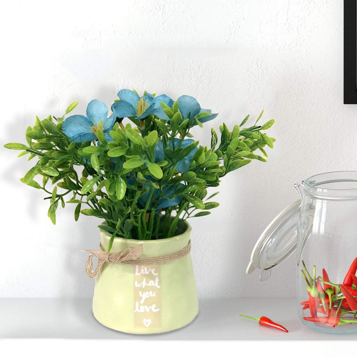Artificial Table Plants/Flower Forget me not in Ceramic Pot/Planter for Home.