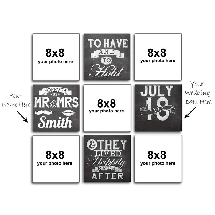 Personalized Photo to Canvas Print Save the Date Gift for anniversary Set of 9 - 8x8 Inches
