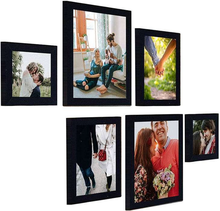 Individual Black Wall Photo Frames Set of 6  ( Picture Size  5 x 5, 6 x 8. 8 x 10 Inches )