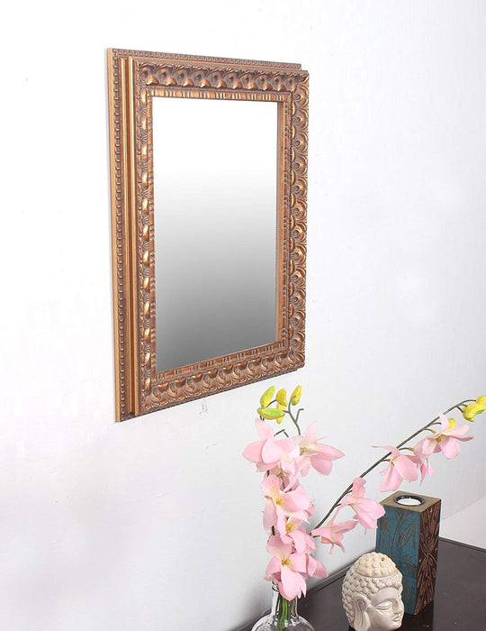 Antique Gold Decorative' Wall Mirror  Inner Size 12X16 Inch, Outer Size  20X17 Inch